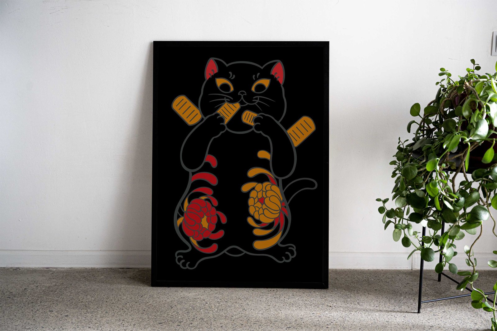 Lucky cat tattoo Asian Style Poster | Wall Art for Home & Office | High-Quality Print - High-Quality Visual Display