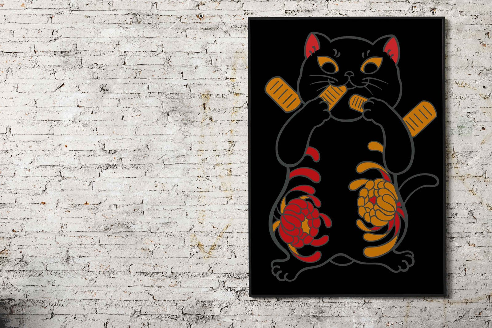 Lucky cat tattoo Asian Style Poster | Wall Art for Home & Office | High-Quality Print - High-Quality Visual Display
