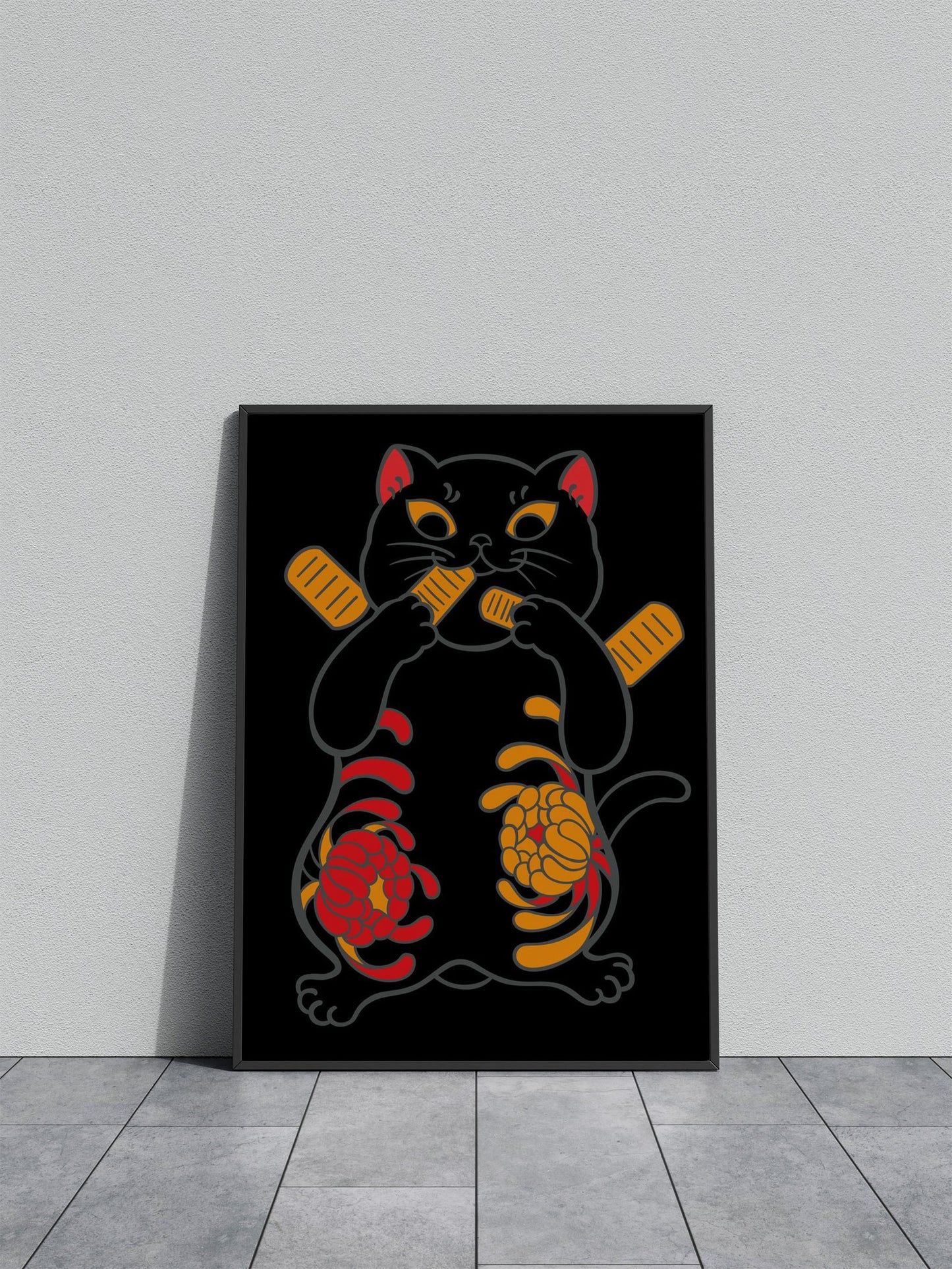Lucky cat tattoo Asian Style Poster | Wall Art for Home & Office | High-Quality Print - High-Quality Visual Display