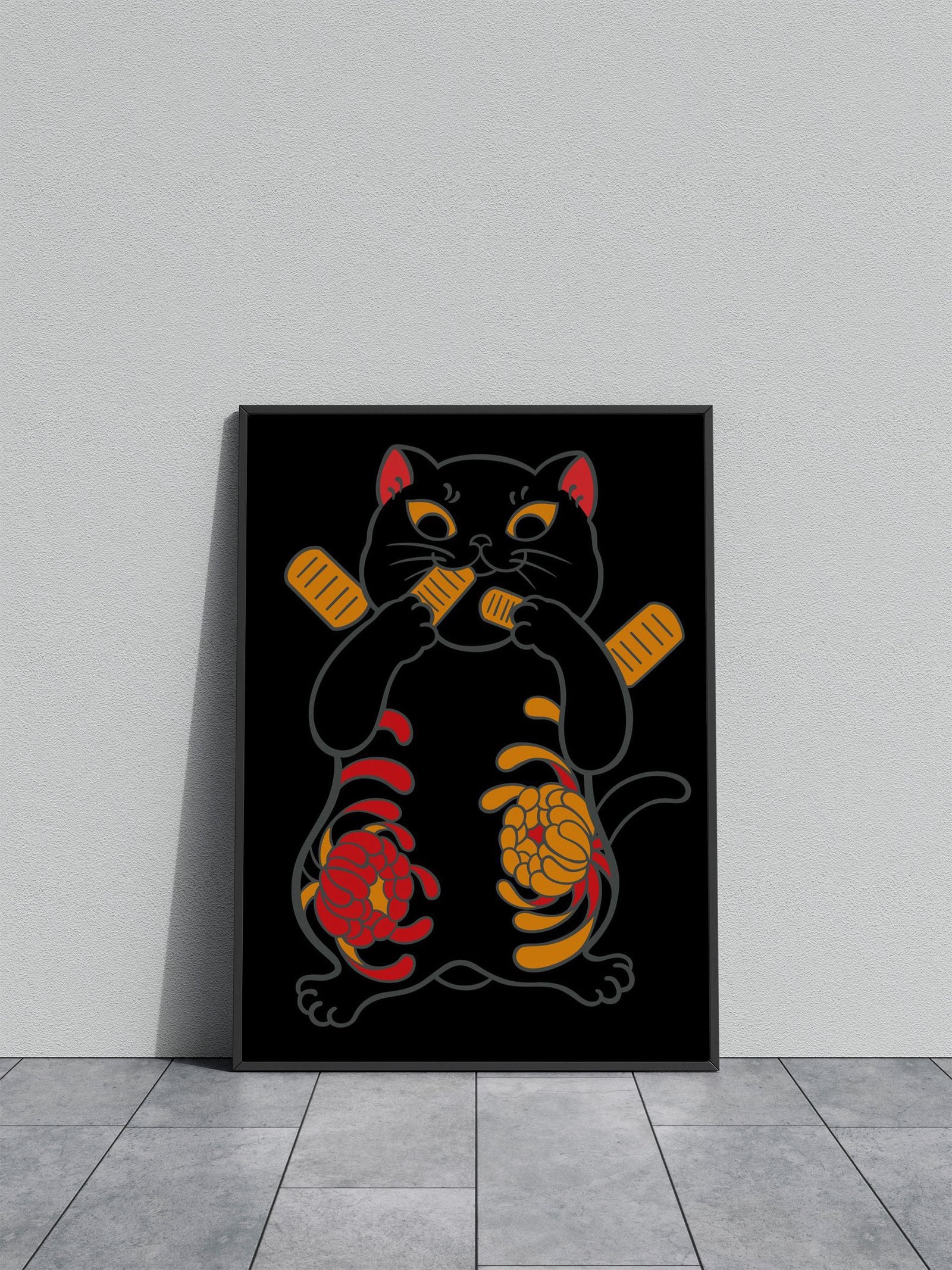 Lucky cat tattoo Asian Style Poster | Wall Art for Home & Office | High-Quality Print - High-Quality Visual Display