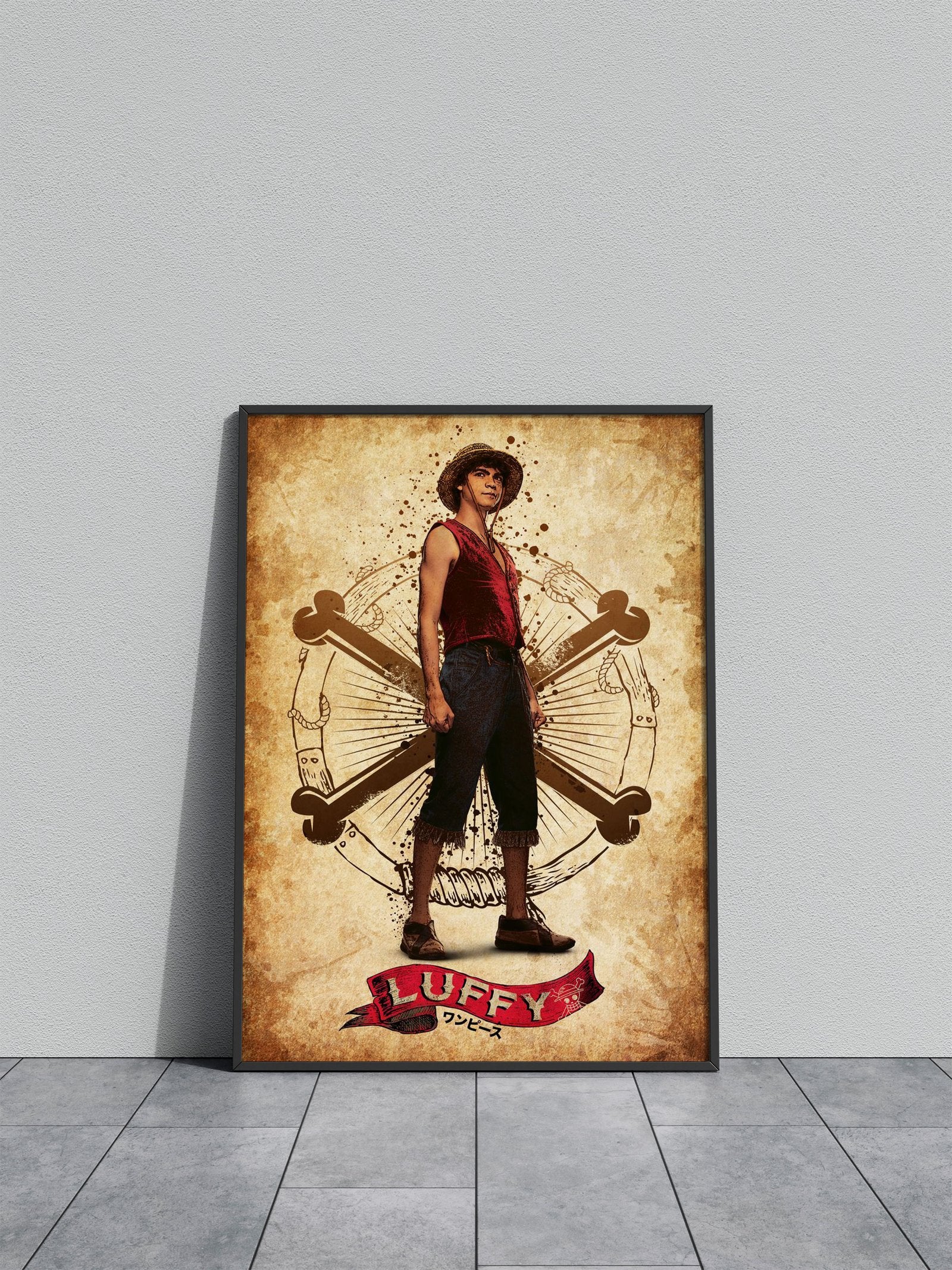 Luffy Retro Asian Style Poster | Wall Art for Home & Office | High-Quality Print - High-Quality Visual Display