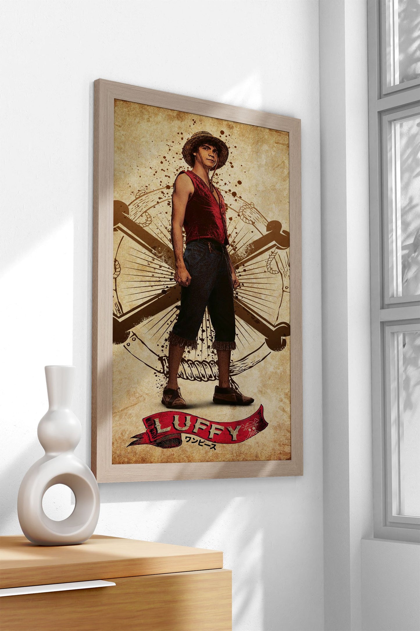 Luffy Retro Asian Style Poster | Wall Art for Home & Office | High-Quality Print - High-Quality Visual Display