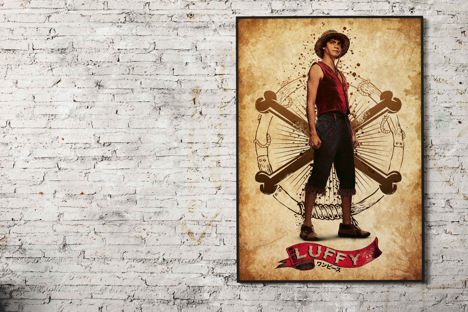 Luffy Retro Asian Style Poster | Wall Art for Home & Office | High-Quality Print - High-Quality Visual Display