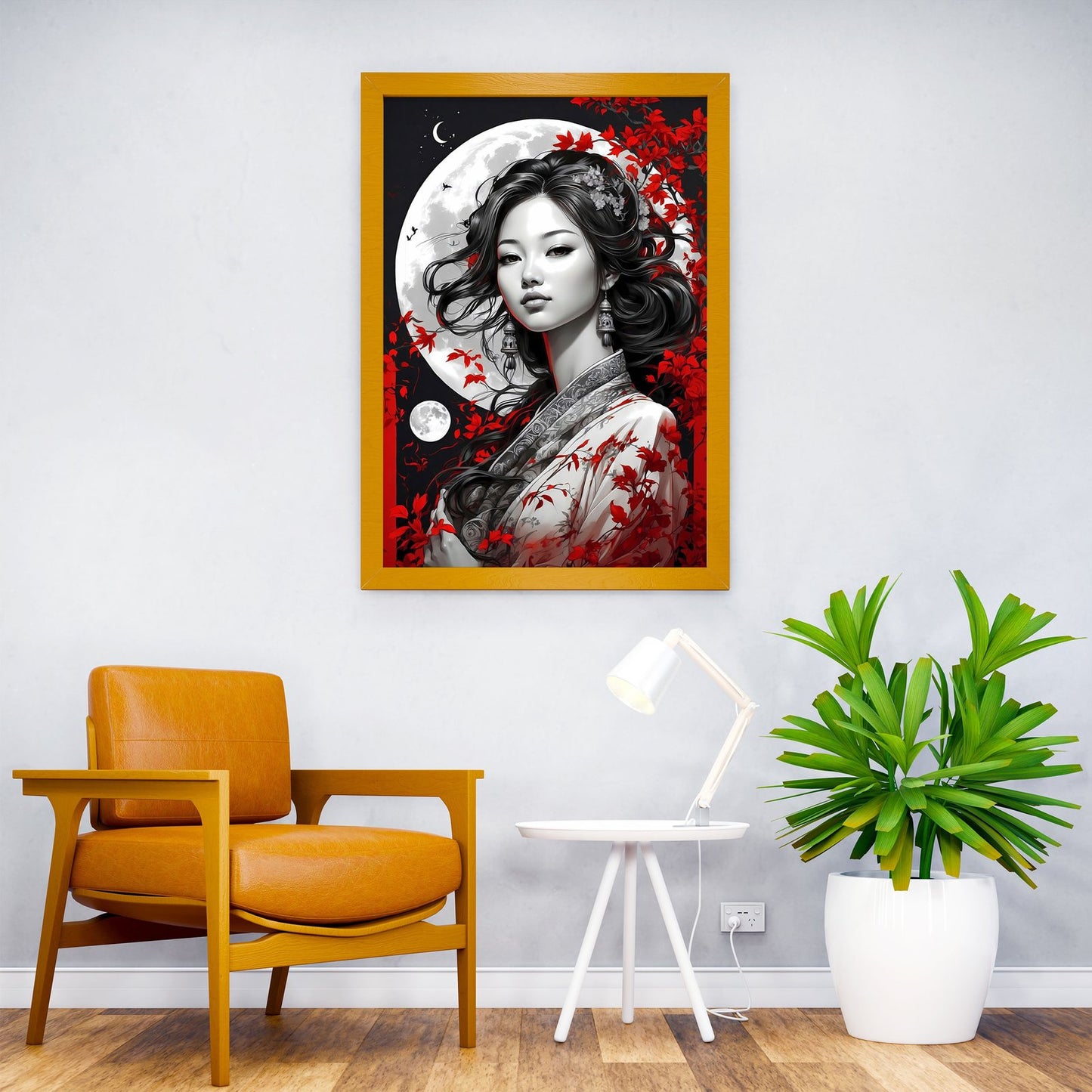 Lunar Elegance Portrait Asian Style Poster | Wall Art for Home & Office | High-Quality Print - High-Quality Visual Display