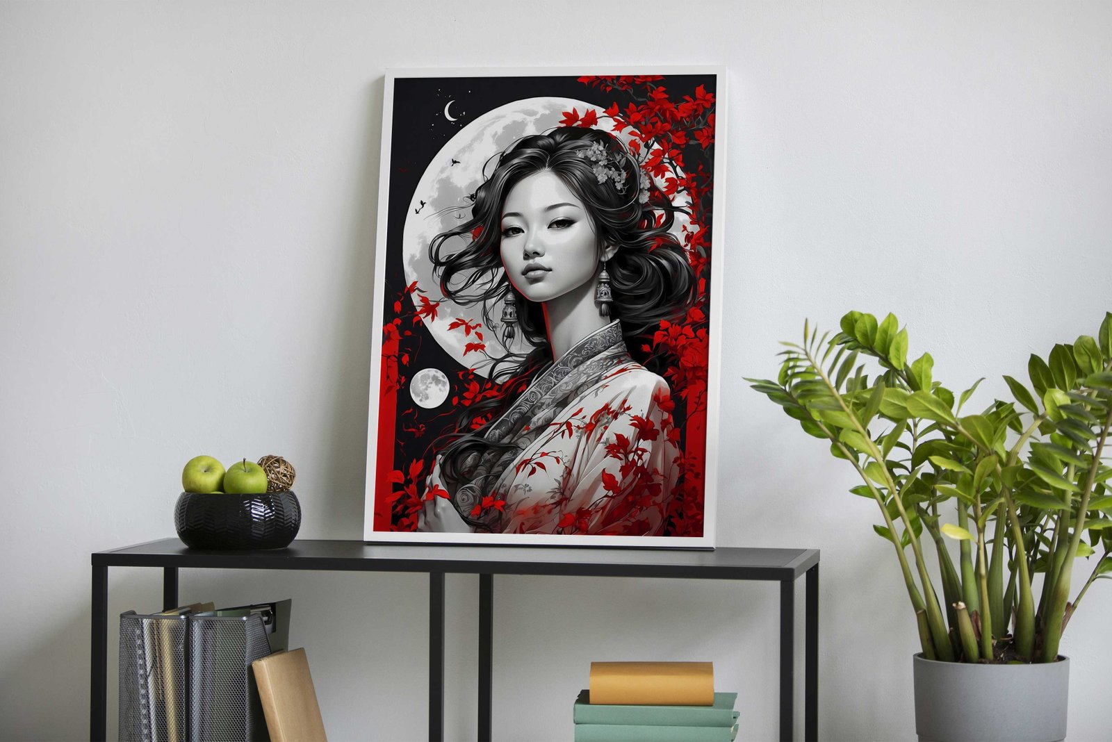 Lunar Elegance Portrait Asian Style Poster | Wall Art for Home & Office | High-Quality Print - High-Quality Visual Display