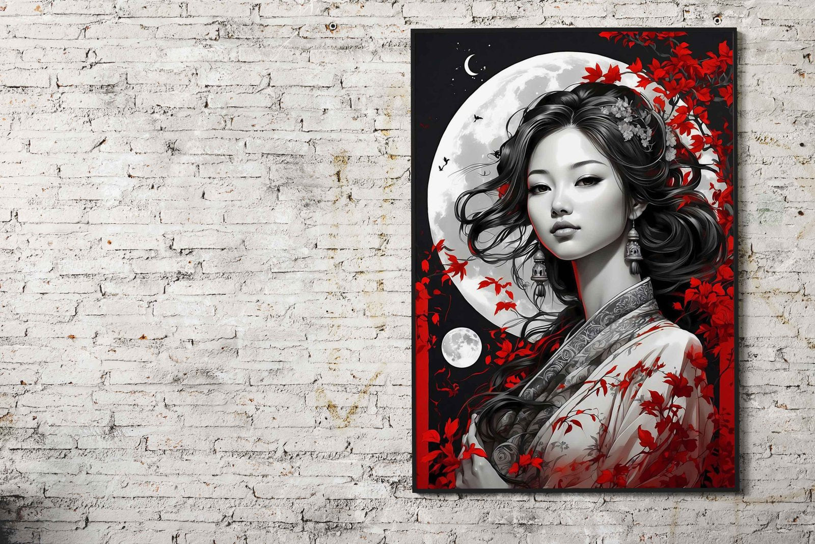 Lunar Elegance Portrait Asian Style Poster | Wall Art for Home & Office | High-Quality Print - High-Quality Visual Display