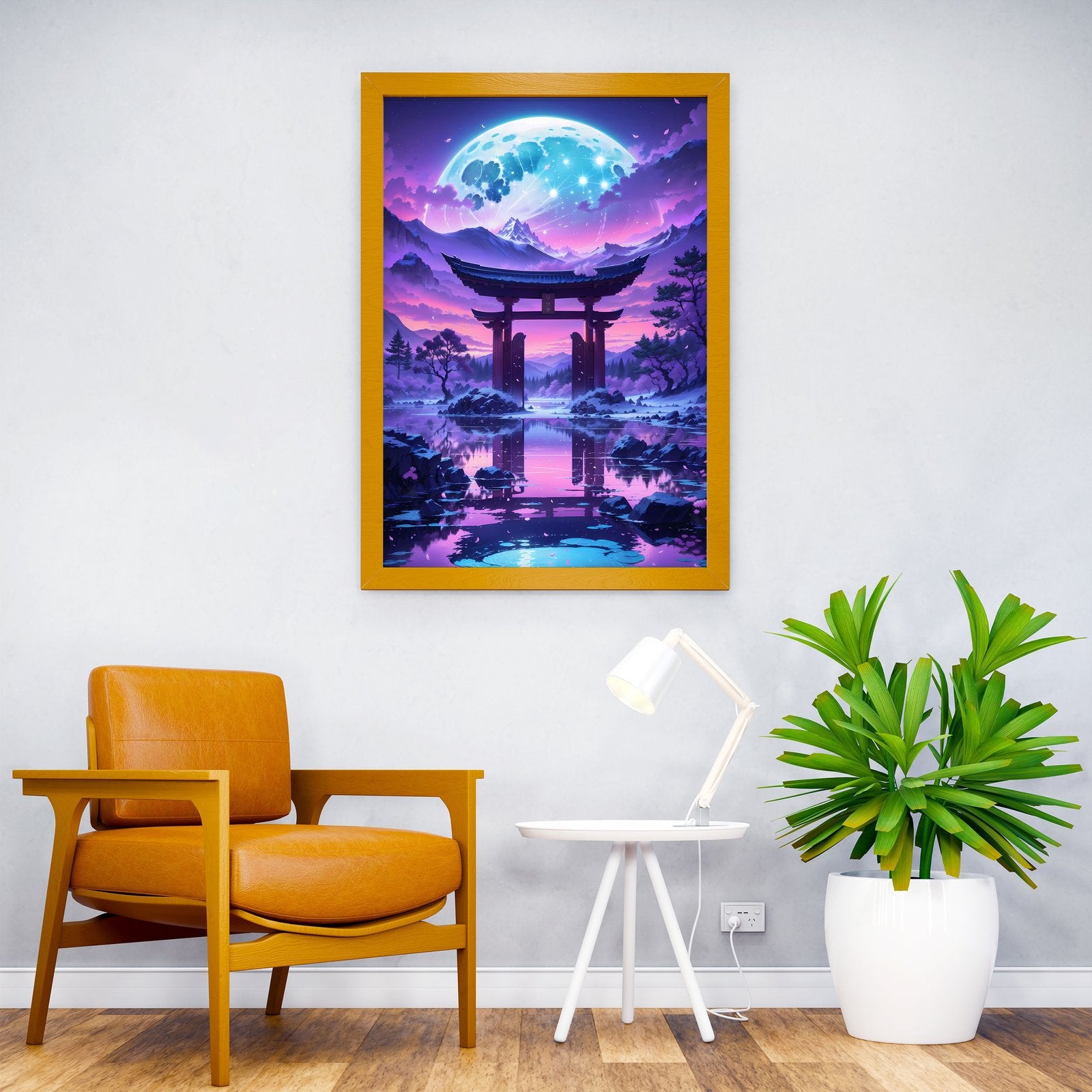 Lunar Serenity Torii Gate Asian Style Poster | Wall Art for Home & Office | High-Quality Print - High-Quality Visual Display