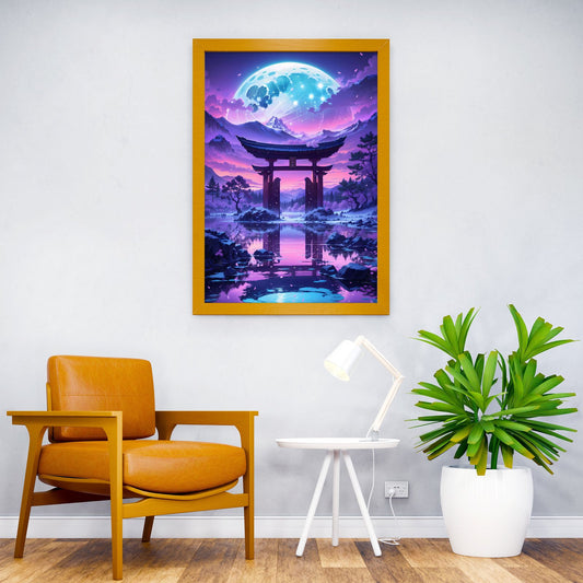 Lunar Serenity Torii Gate Asian Style Poster | Wall Art for Home & Office | High-Quality Print - High-Quality Visual Display
