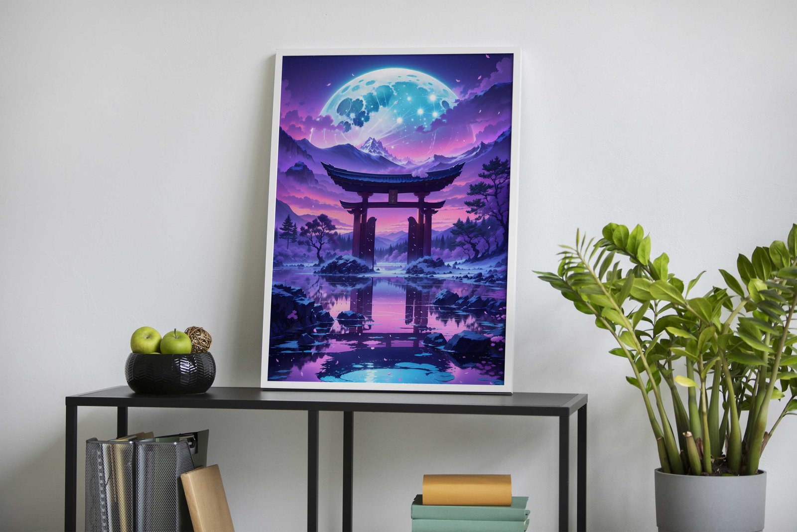 Lunar Serenity Torii Gate Asian Style Poster | Wall Art for Home & Office | High-Quality Print - High-Quality Visual Display