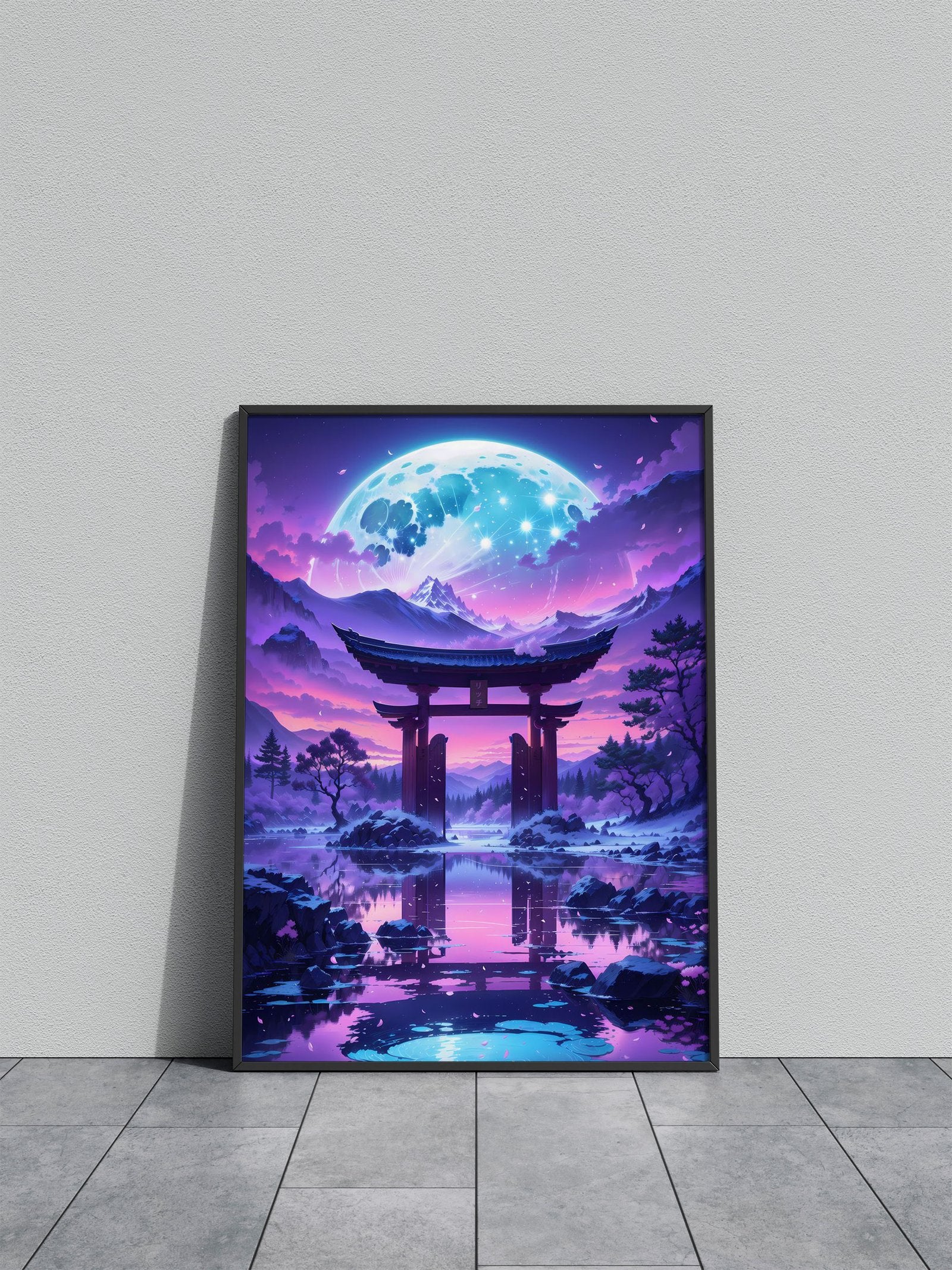 Lunar Serenity Torii Gate Asian Style Poster | Wall Art for Home & Office | High-Quality Print - High-Quality Visual Display