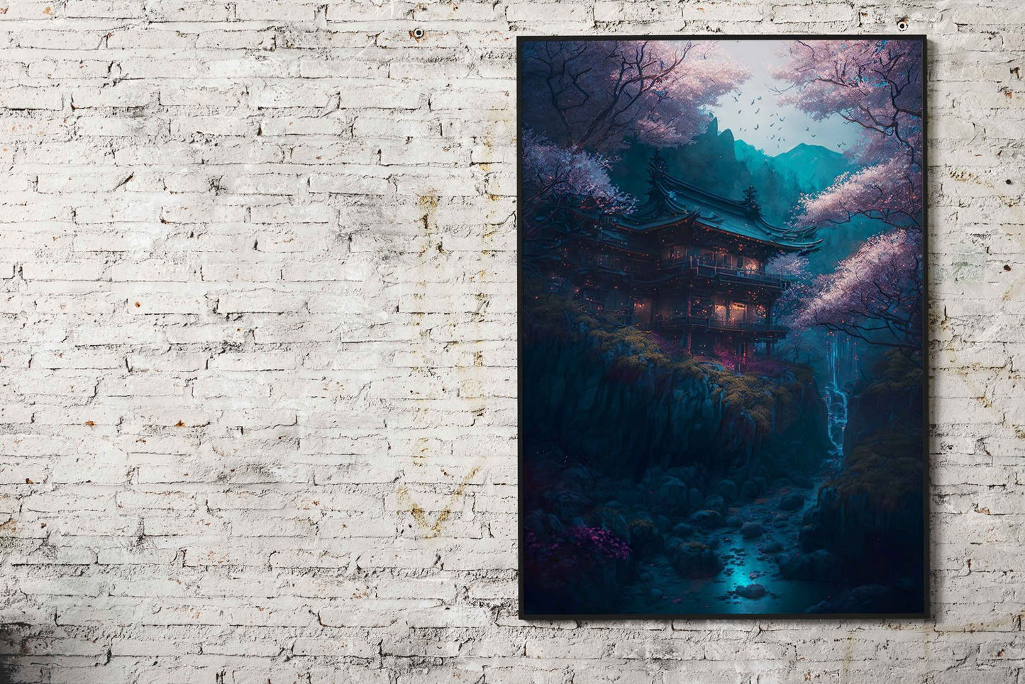 Magic Cherry Blossom House Asian Style Poster | Wall Art for Home & Office | High-Quality Print - High-Quality Visual Display