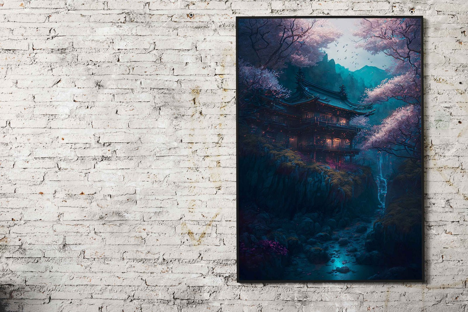 Magic Cherry Blossom House Asian Style Poster | Wall Art for Home & Office | High-Quality Print - High-Quality Visual Display