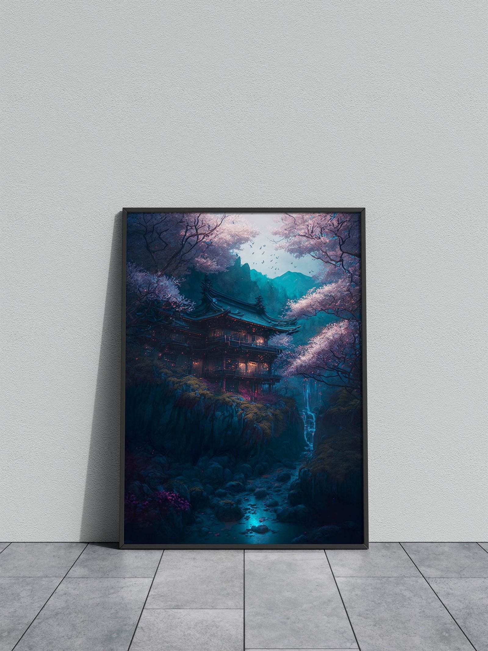 Magic Cherry Blossom House Asian Style Poster | Wall Art for Home & Office | High-Quality Print - High-Quality Visual Display