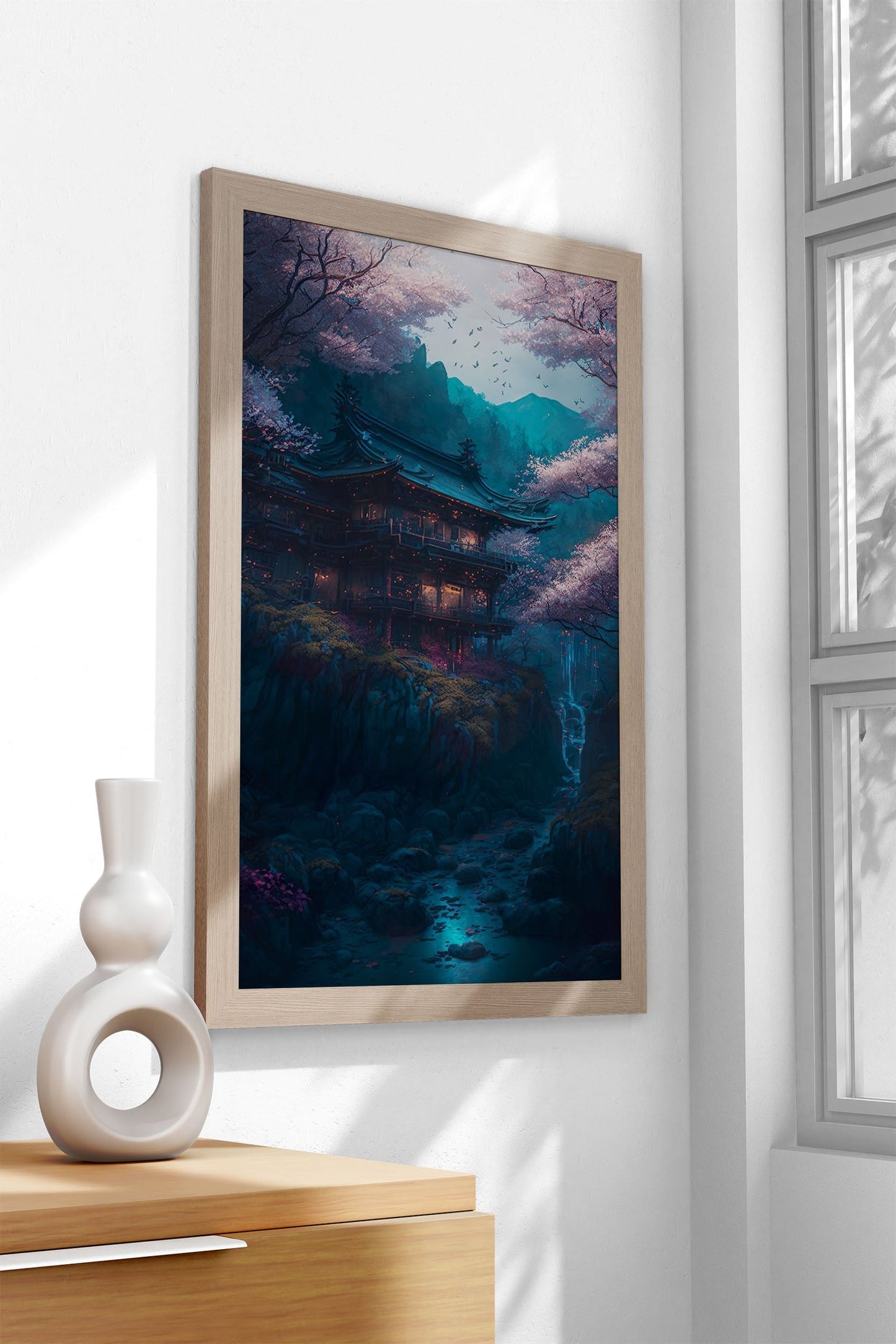 Magic Cherry Blossom House Asian Style Poster | Wall Art for Home & Office | High-Quality Print - High-Quality Visual Display