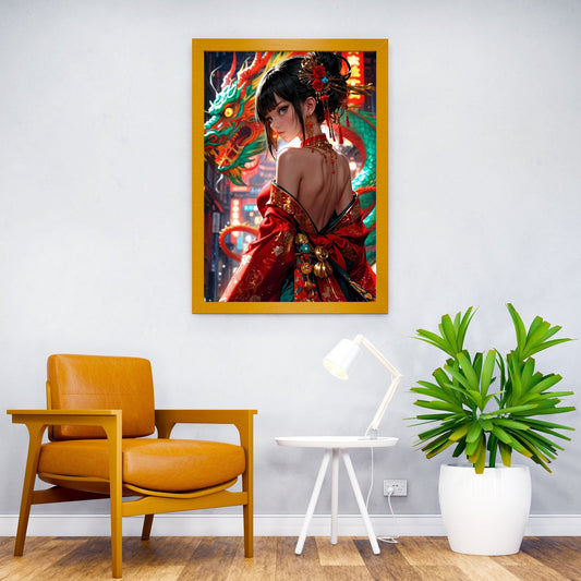 Magical Samurai Girl Neon Asian Style Poster | Wall Art for Home & Office | High-Quality Print - High-Quality Visual Display