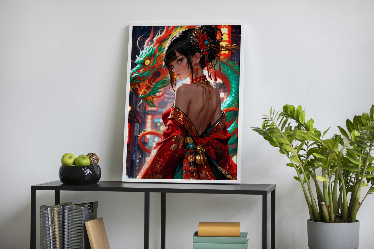 Magical Samurai Girl Neon Asian Style Poster | Wall Art for Home & Office | High-Quality Print - High-Quality Visual Display