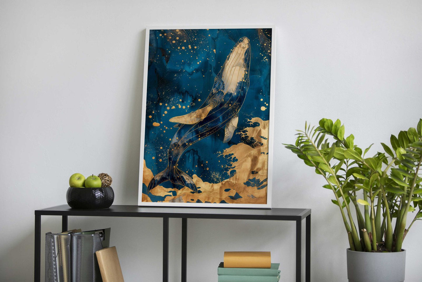 Majestic Gold Whale Asian Style Poster | Wall Art for Home & Office | High-Quality Print - High-Quality Visual Display