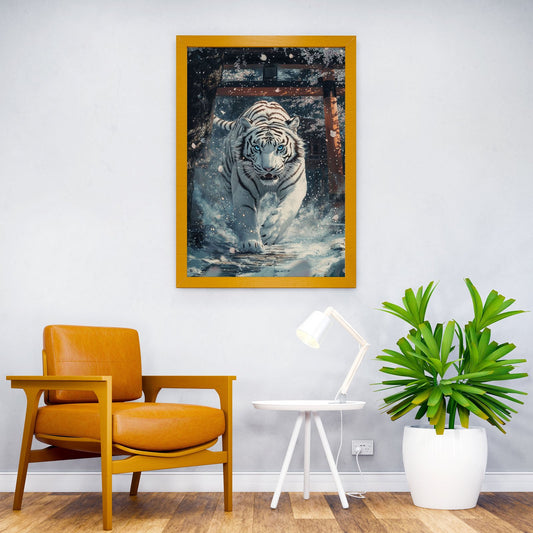 Majestic white Tiger Torii Asian Style Poster | Wall Art for Home & Office | High-Quality Print - High-Quality Visual Display