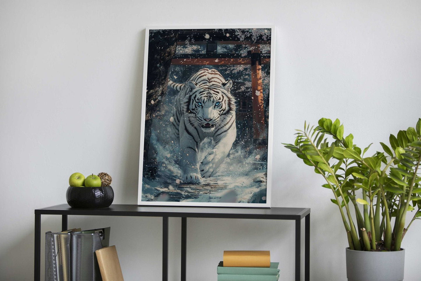 Majestic white Tiger Torii Asian Style Poster | Wall Art for Home & Office | High-Quality Print - High-Quality Visual Display