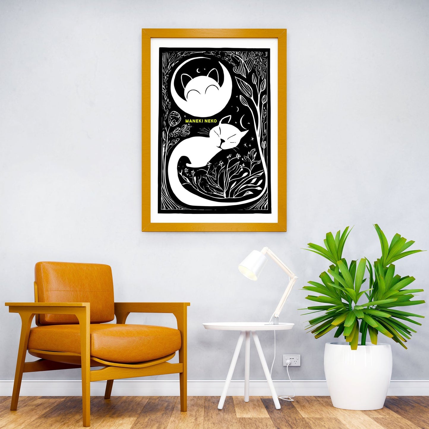 Maneki-Neko Tech Asian Style Poster | Wall Art for Home & Office | High-Quality Print - High-Quality Visual Display