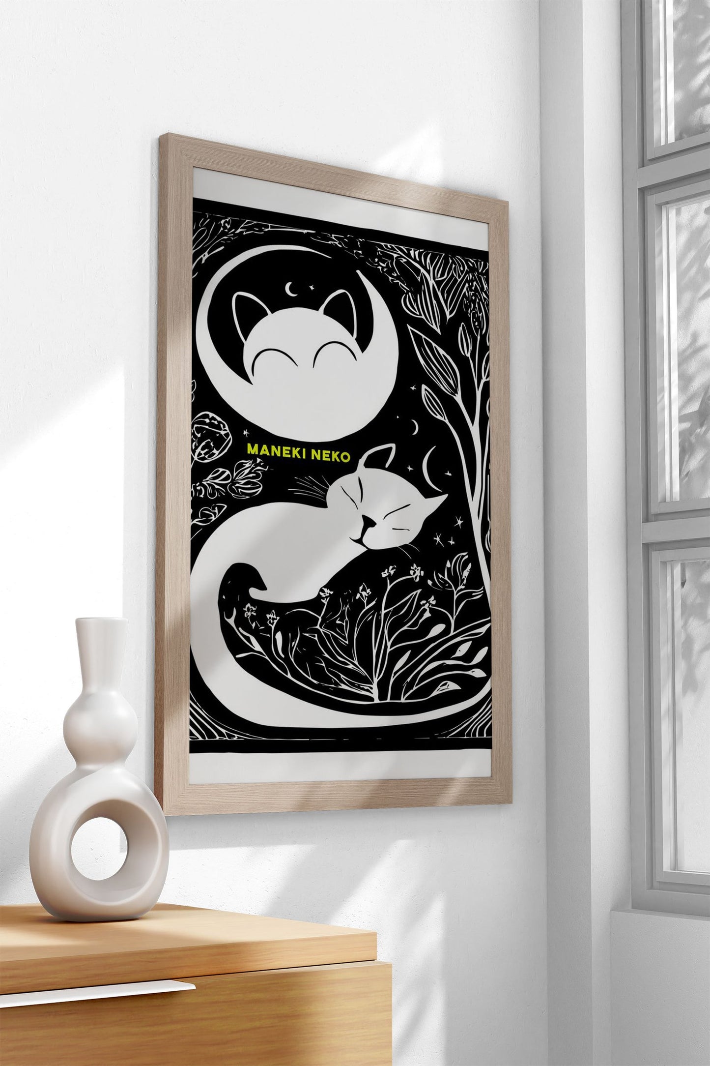Maneki-Neko Tech Asian Style Poster | Wall Art for Home & Office | High-Quality Print - High-Quality Visual Display