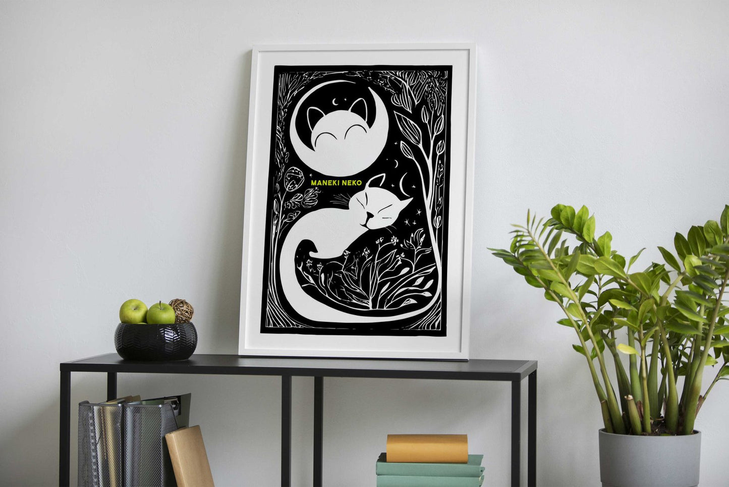 Maneki-Neko Tech Asian Style Poster | Wall Art for Home & Office | High-Quality Print - High-Quality Visual Display