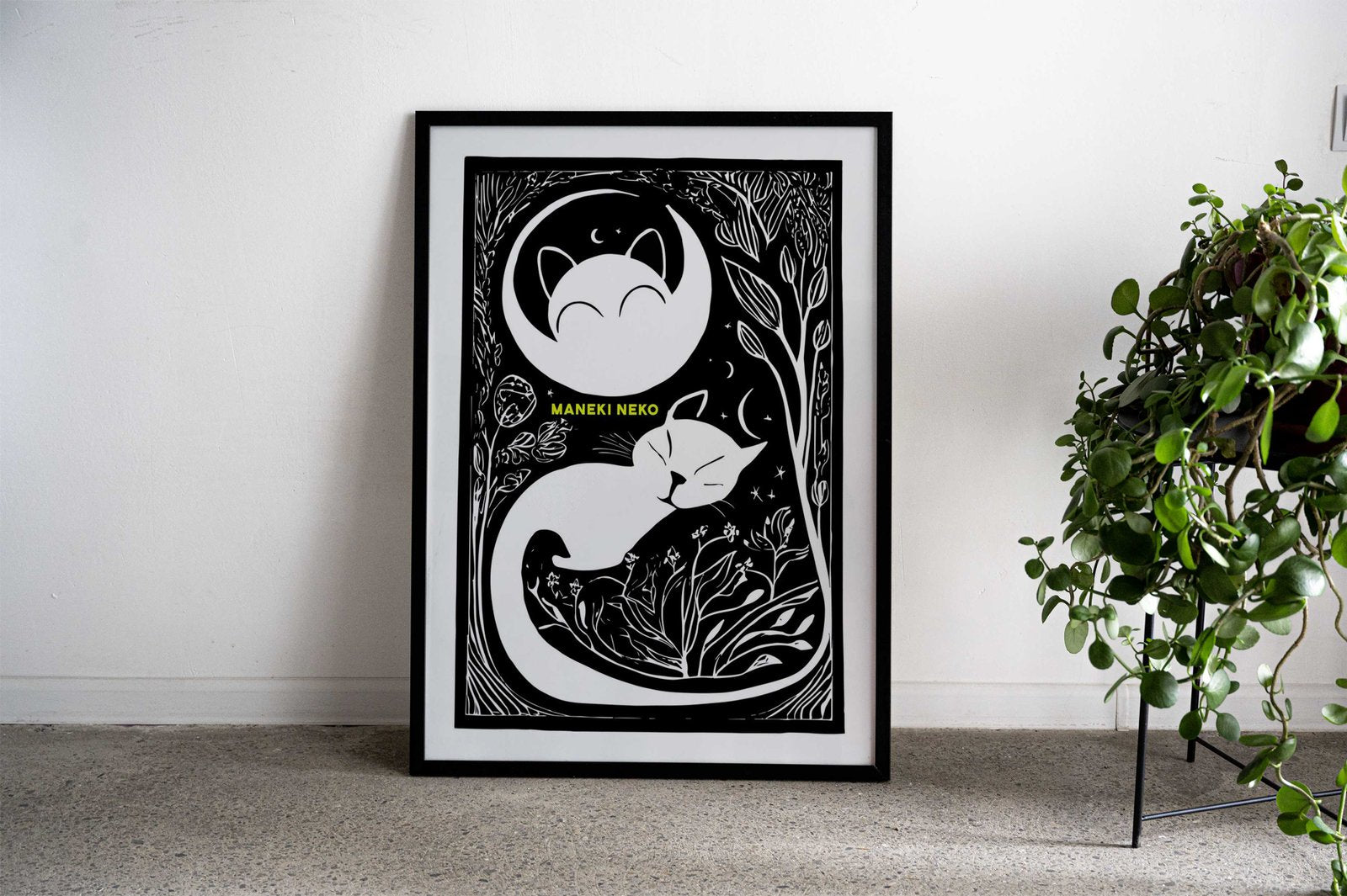 Maneki-Neko Tech Asian Style Poster | Wall Art for Home & Office | High-Quality Print - High-Quality Visual Display