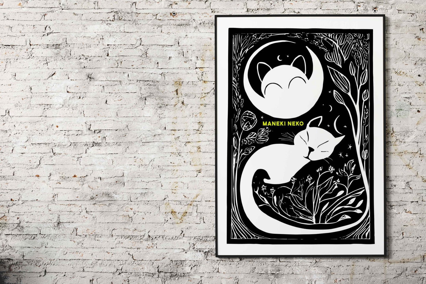 Maneki-Neko Tech Asian Style Poster | Wall Art for Home & Office | High-Quality Print - High-Quality Visual Display