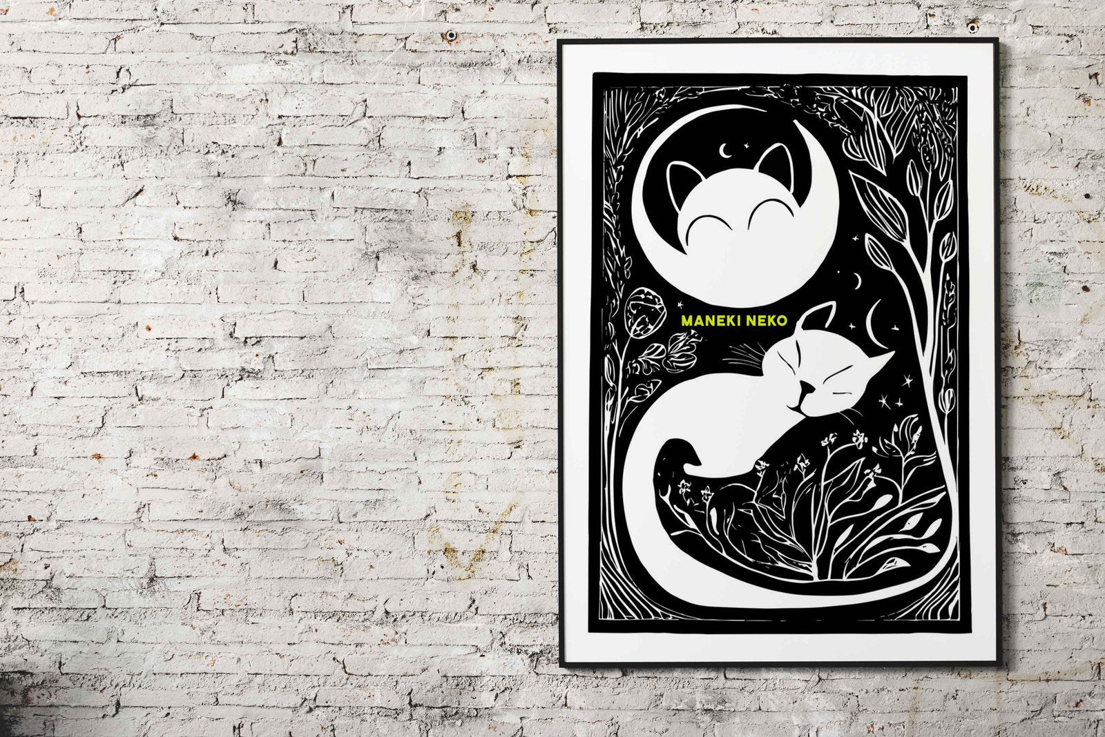 Maneki-Neko Tech Asian Style Poster | Wall Art for Home & Office | High-Quality Print - High-Quality Visual Display