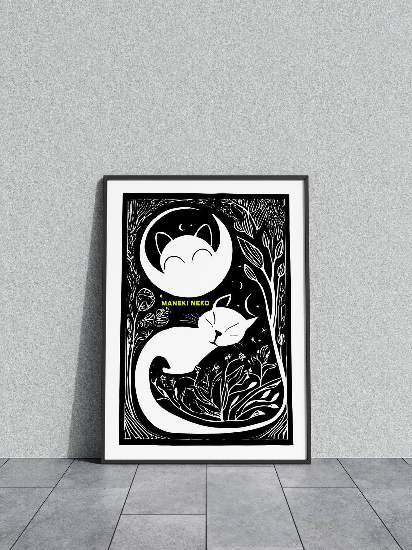 Maneki-Neko Tech Asian Style Poster | Wall Art for Home & Office | High-Quality Print - High-Quality Visual Display