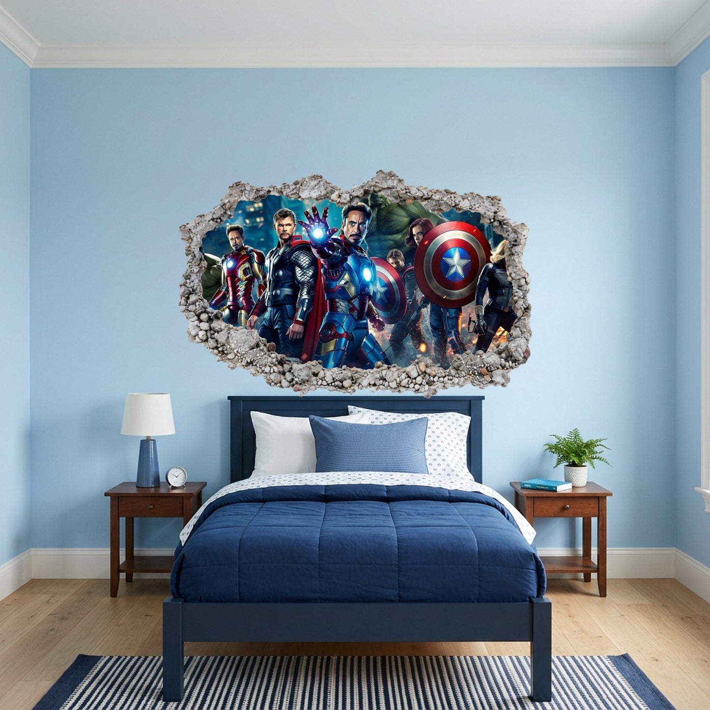 Marvel Avengers Superheroes 3D Effect Sticker Smashed Brick Decal 007