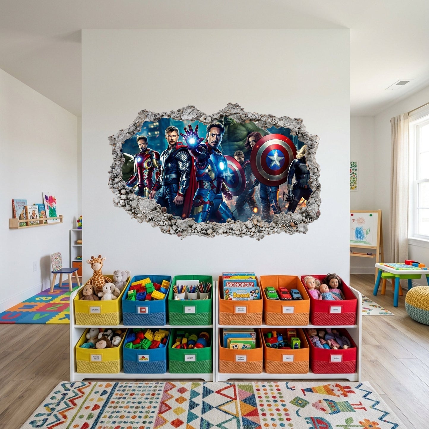 Marvel Avengers Superheroes 3D Effect Sticker Smashed Brick Decal 007