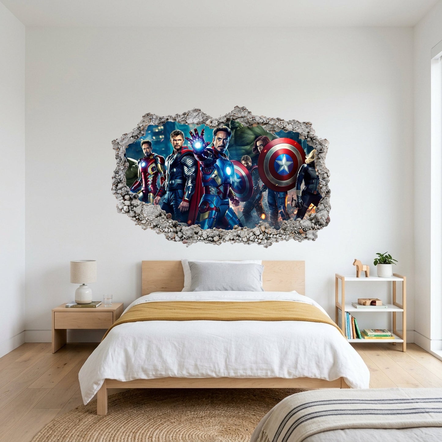 Marvel Avengers Superheroes 3D Effect Sticker Smashed Brick Decal 007
