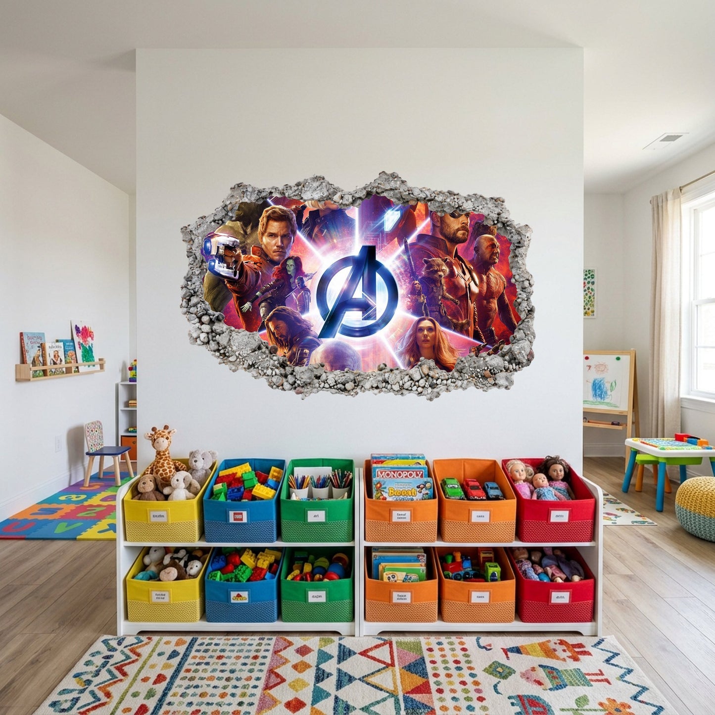 Marvel Avengers Superheroes 3D Smashed Wall Decal Kids Room Decor 042