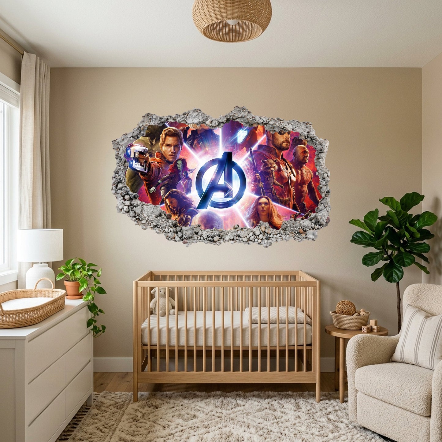 Marvel Avengers Superheroes 3D Smashed Wall Decal Kids Room Decor 042