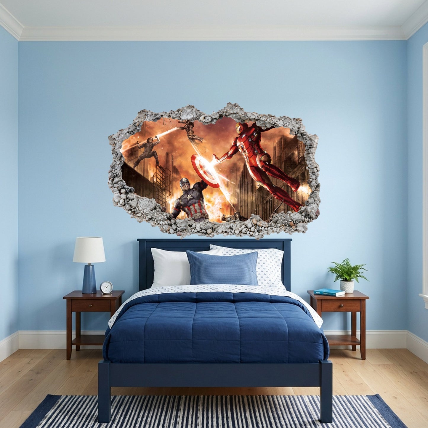 Marvel Avengers Superheroes Kids Room Decor 3D Wall Hole Decal 019