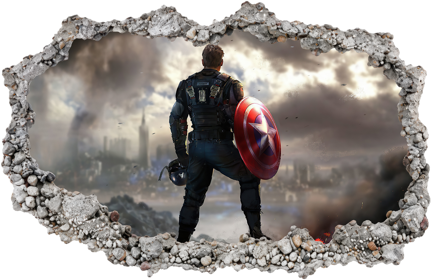 Marvel Avengers Superheroes Playroom Art Decal 3D Wall Hole Decal 043