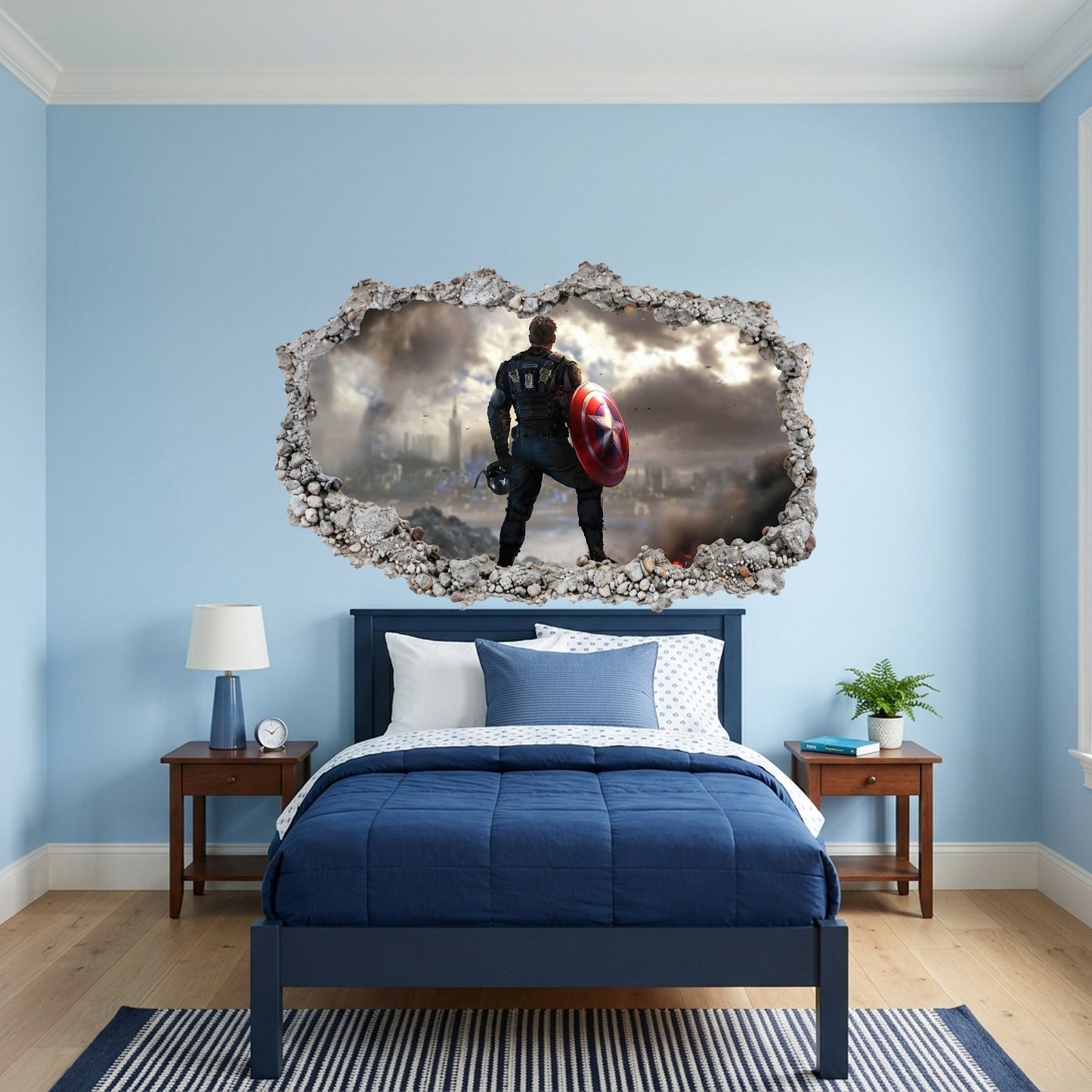 Marvel Avengers Superheroes Playroom Art Decal 3D Wall Hole Decal 043
