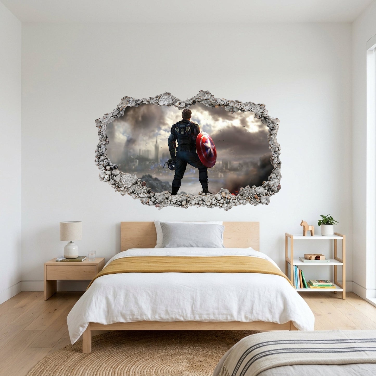 Marvel Avengers Superheroes Playroom Art Decal 3D Wall Hole Decal 043
