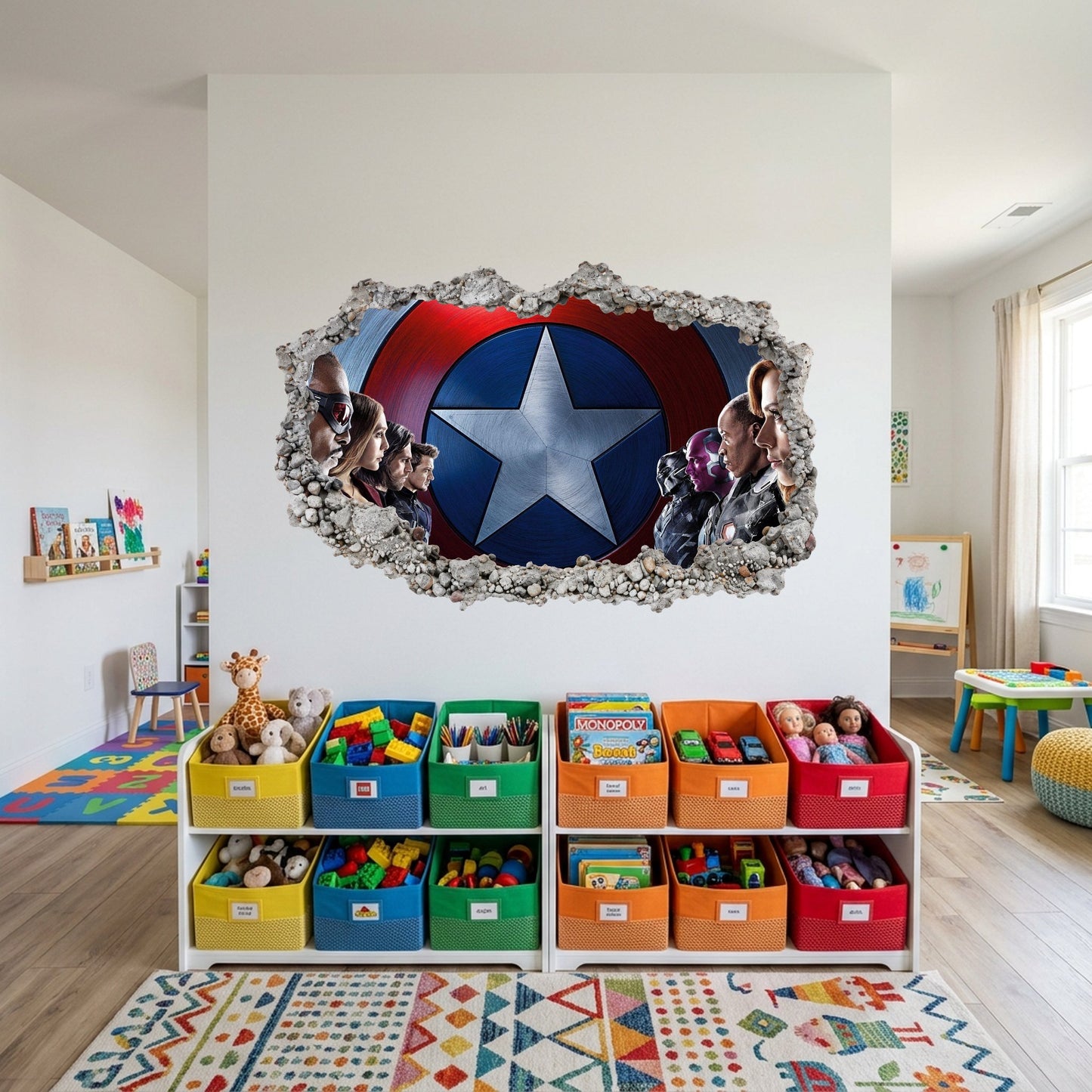 Marvel Cinematic Universe Avengers 3D Smashed Wall Decal Kids Room Decor 025