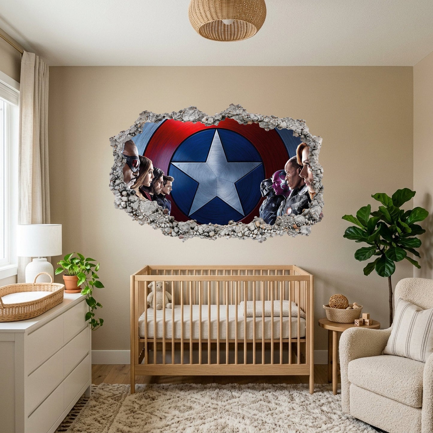 Marvel Cinematic Universe Avengers 3D Smashed Wall Decal Kids Room Decor 025
