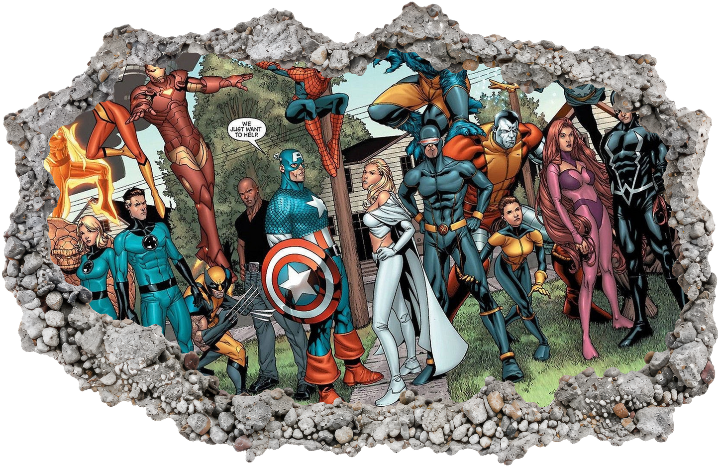 Marvel Cinematic Universe Avengers 3D Smashed Wall Decal Playroom Art Decal 009