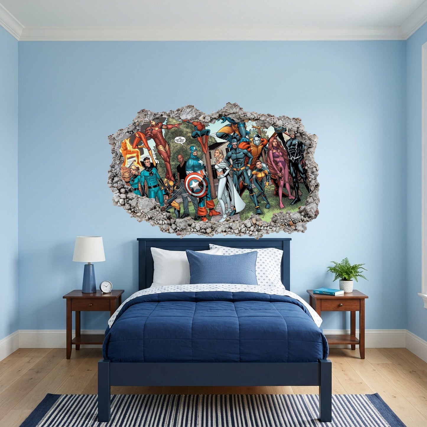 Marvel Cinematic Universe Avengers 3D Smashed Wall Decal Playroom Art Decal 009