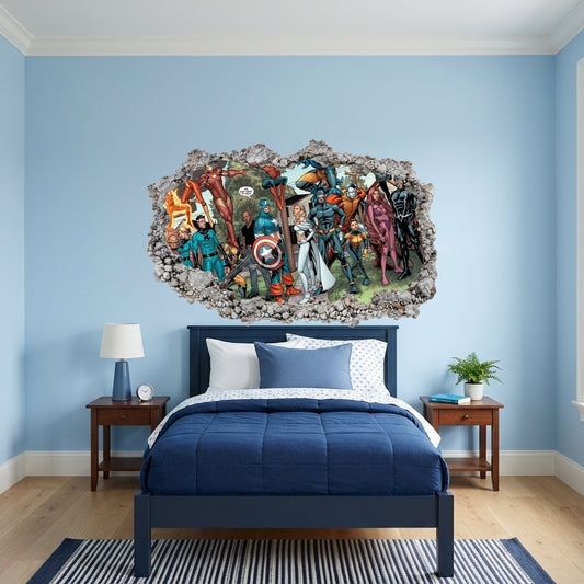Marvel Cinematic Universe Avengers 3D Smashed Wall Decal Playroom Art Decal 009