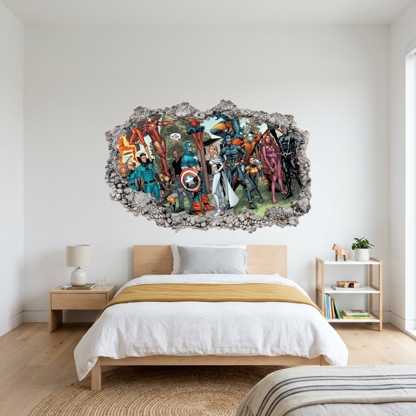 Marvel Cinematic Universe Avengers 3D Smashed Wall Decal Playroom Art Decal 009