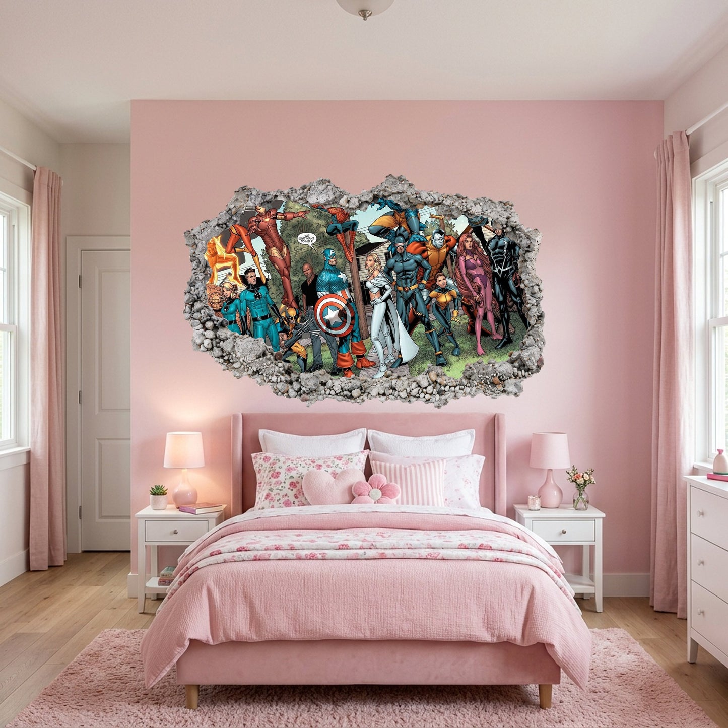 Marvel Cinematic Universe Avengers 3D Smashed Wall Decal Playroom Art Decal 009