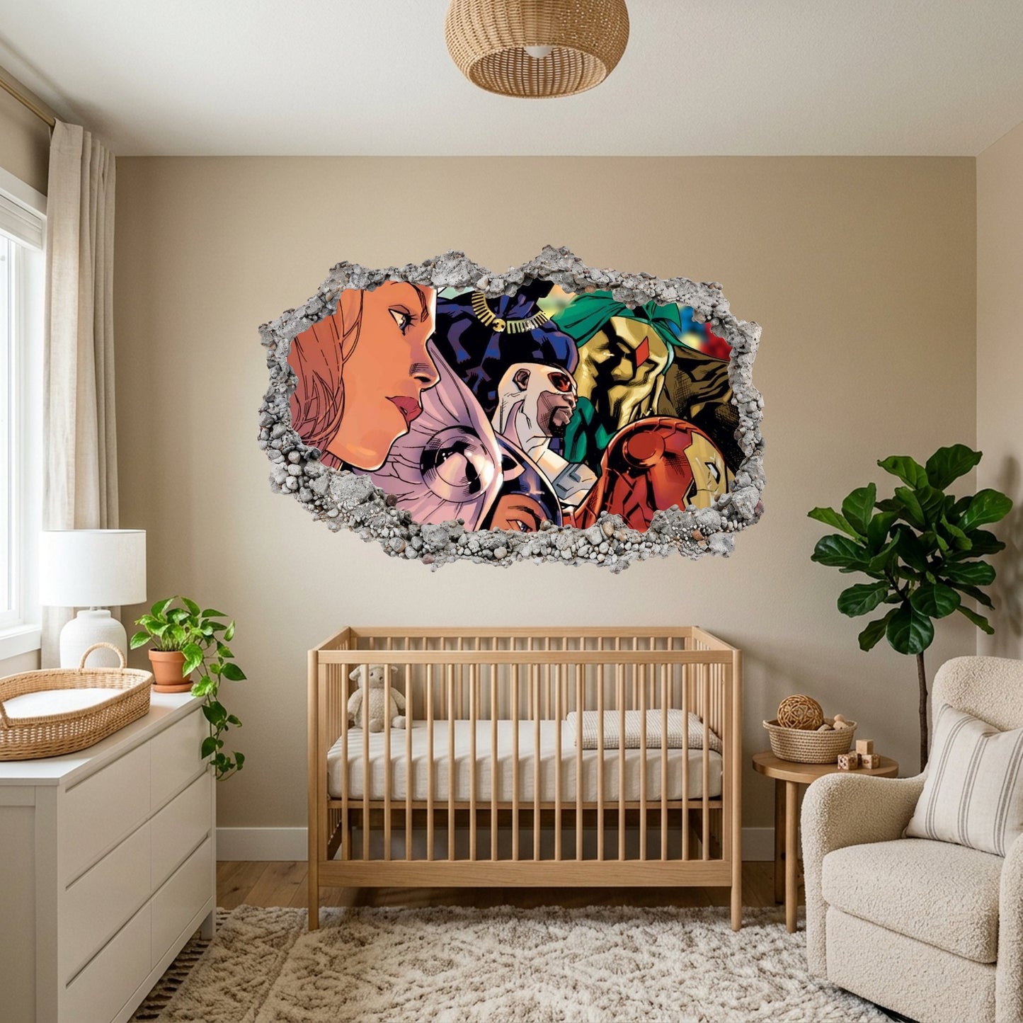 Marvel Cinematic Universe Avengers 3D Wall Hole Decal Playroom Art Decal 011