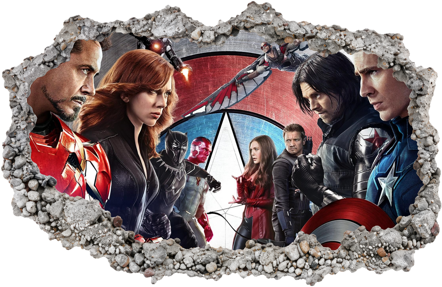Marvel Cinematic Universe Avengers 3D Wall Hole Decal Smashed Brick Decal 034