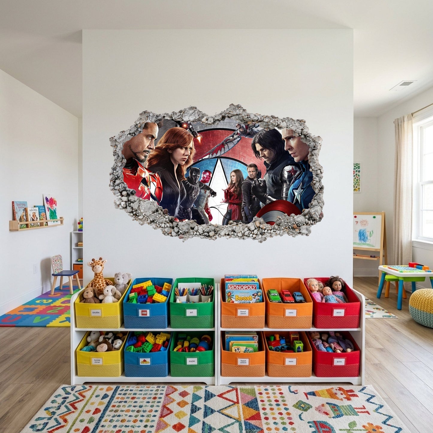 Marvel Cinematic Universe Avengers 3D Wall Hole Decal Smashed Brick Decal 034