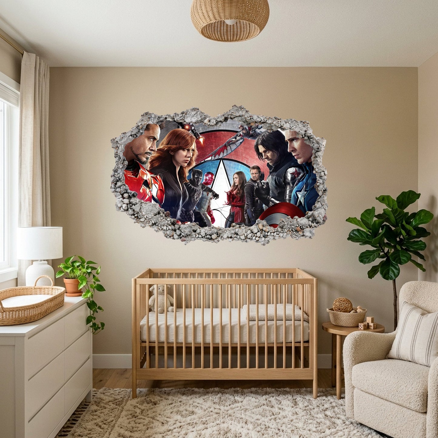 Marvel Cinematic Universe Avengers 3D Wall Hole Decal Smashed Brick Decal 034